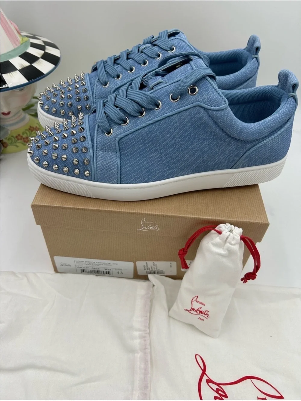 Men’s Christian Louboutin, Louis Jr, ORLATO Spike sneaker size 43 made in Italy